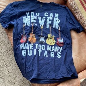 Gildan Navy T-Shirt with Guitar Graphic